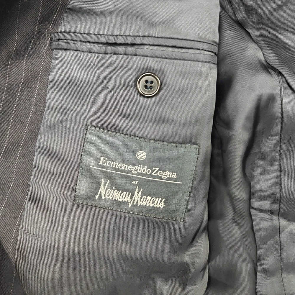 Ermenegildo Zegna Blazer Mens IT 54 Gray Wool Pinstripe‎ Trofeo Suit Jacket